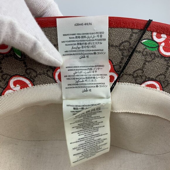 NWT Gucci GG Supreme Apple Print Bucket Hat In Red Size XL main image 10